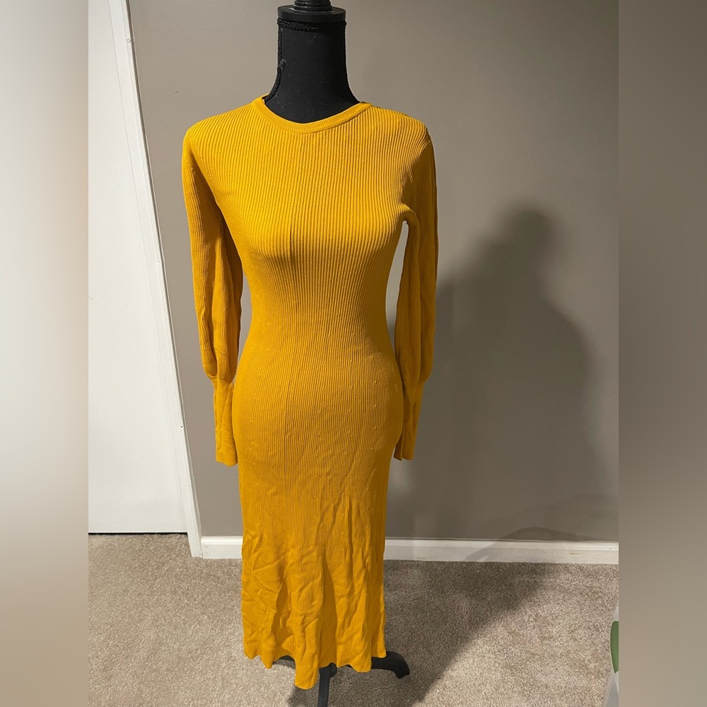 Zara Mustard Long Sleeve Dress
